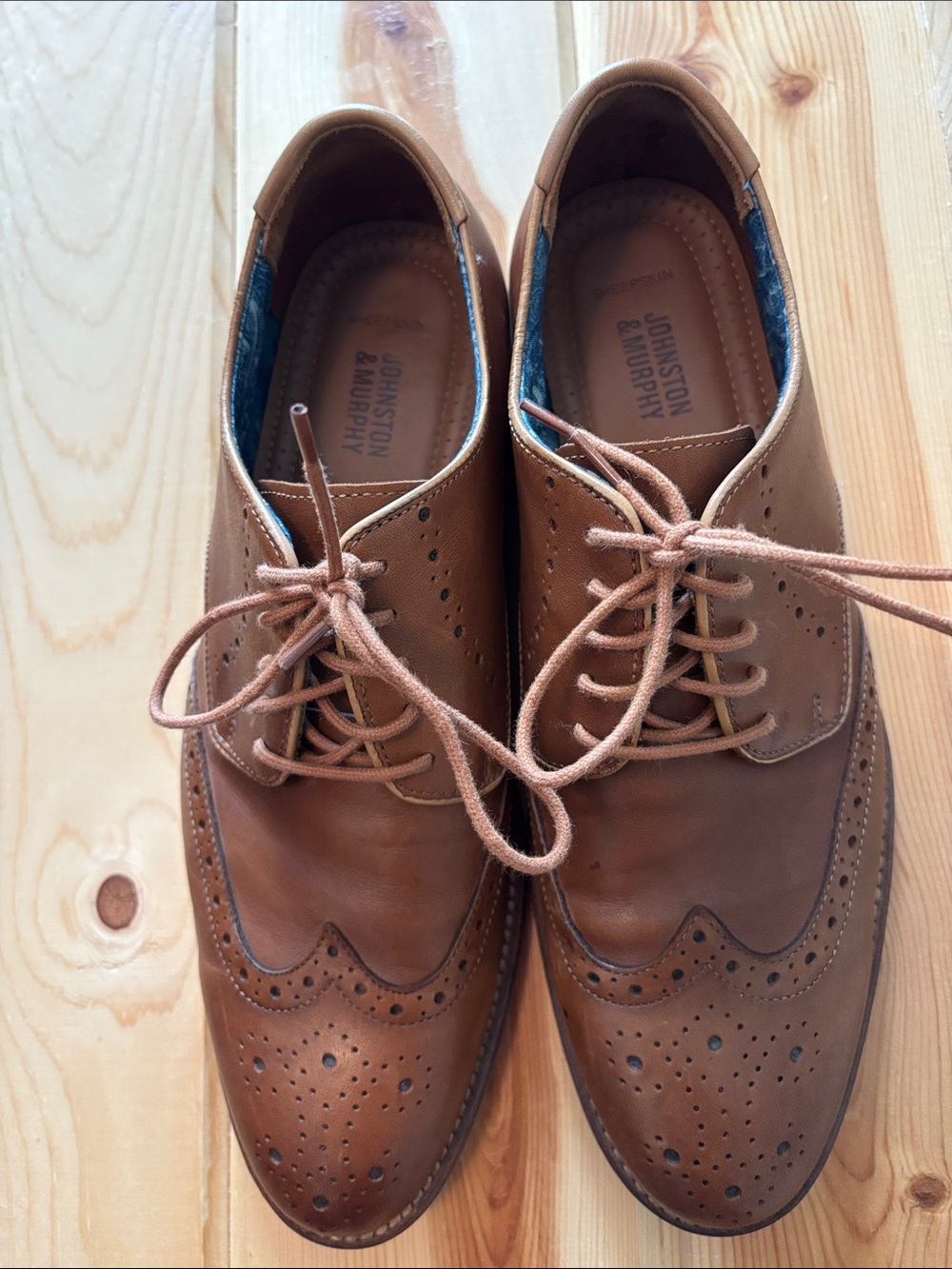 Johnston & Murphy Brown Leather Wingtip Oxfords